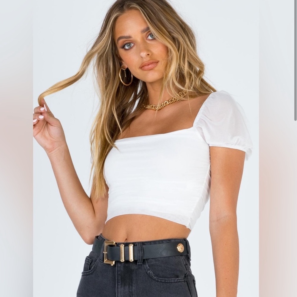 Princess Polly City Lights Crop Top in White Size 6